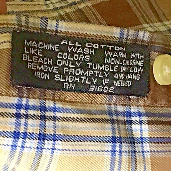 Jos. A Bank Cotton Shirt Men's size XXL Brown & Blue Plaid Long Sleeve Button Up - Picture 7 of 9